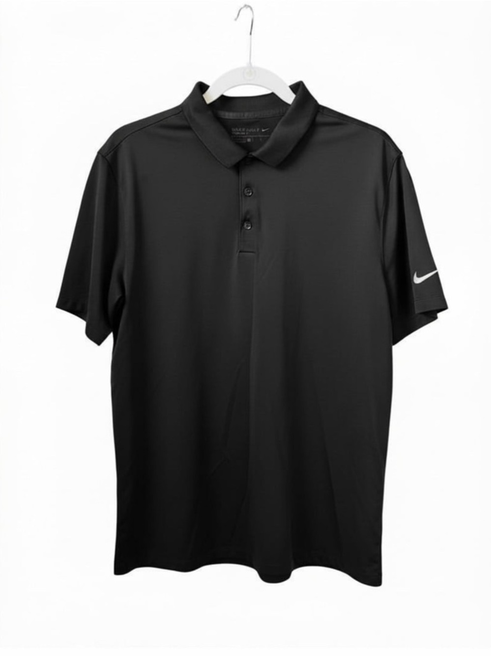 Nike Golf Black Men’s Polo with Sleeve Swoosh Size L Dri-Fit